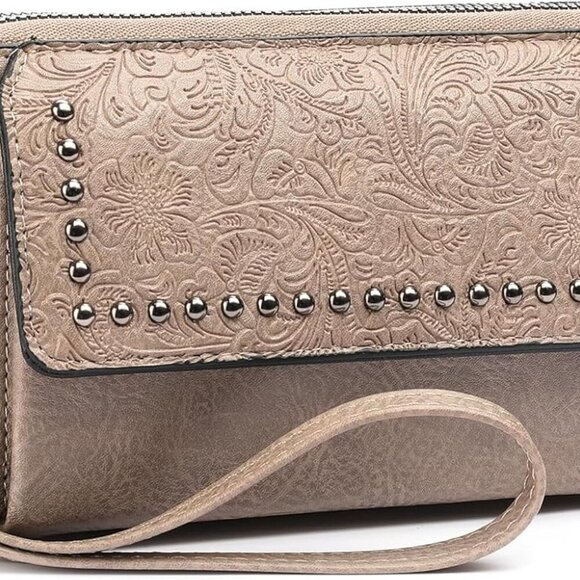 Khaki Small Leather Crossbody Wallet with Detachable Strap - Perfect for Daily